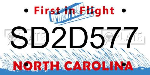 SD2D577 North Carolina License Plate