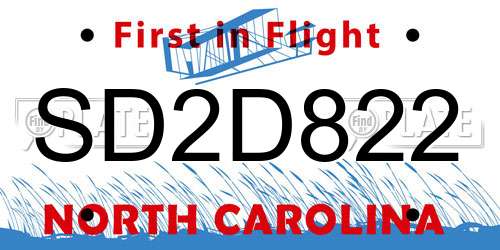 SD2D822 North Carolina License Plate