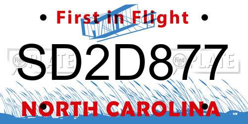 SD2D877 North Carolina License Plate