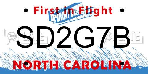 SD2G7B North Carolina License Plate
