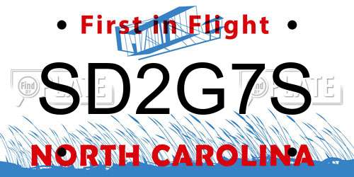 SD2G7S North Carolina License Plate