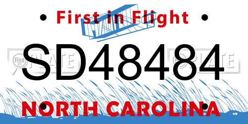 SD48484 North Carolina License Plate