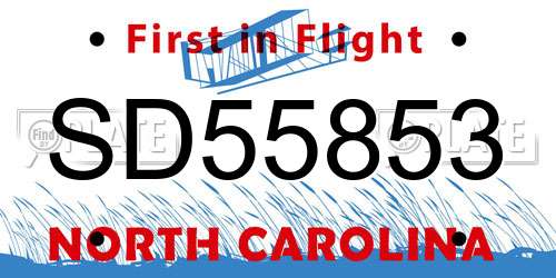 SD55853 North Carolina License Plate