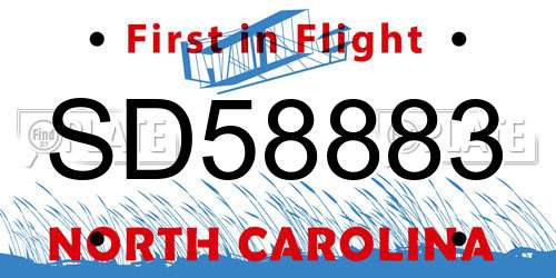 SD58883 North Carolina License Plate