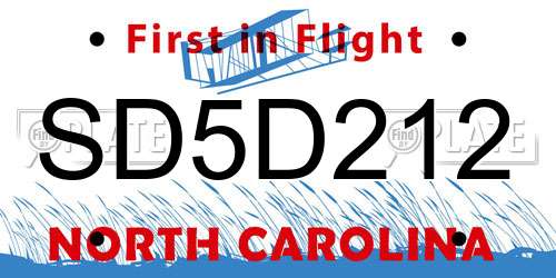SD5D212 North Carolina License Plate