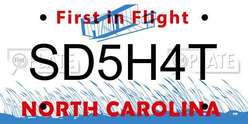 SD5H4T North Carolina License Plate