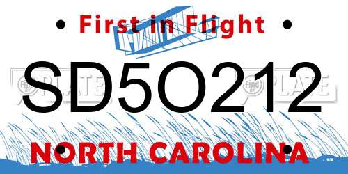 SD5O212 North Carolina License Plate
