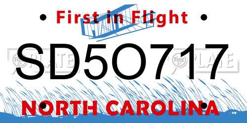 SD5O717 North Carolina License Plate