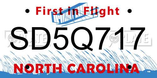SD5Q717 North Carolina License Plate