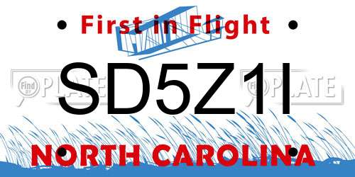 SD5Z1I North Carolina License Plate