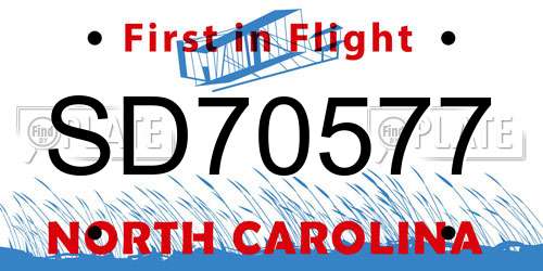 SD70577 North Carolina License Plate