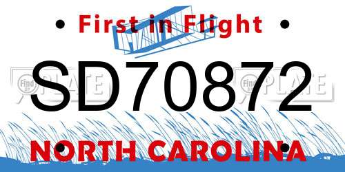 SD70872 North Carolina License Plate