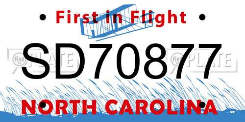 SD70877 North Carolina License Plate