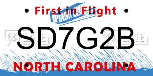 SD7G2B North Carolina License Plate