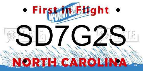 SD7G2S North Carolina License Plate