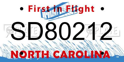 SD80212 North Carolina License Plate