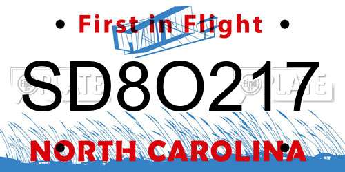 SD8O217 North Carolina License Plate