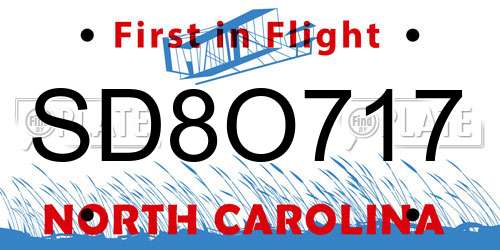 SD8O717 North Carolina License Plate