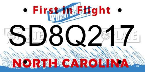 SD8Q217 North Carolina License Plate