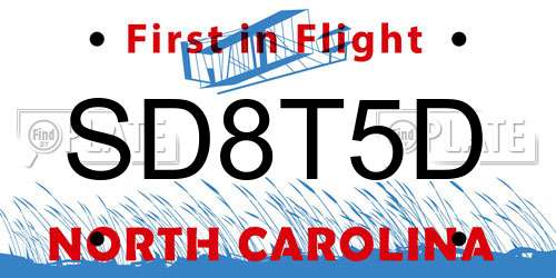 SD8T5D North Carolina License Plate