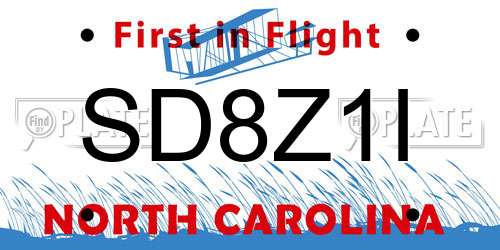 SD8Z1I North Carolina License Plate