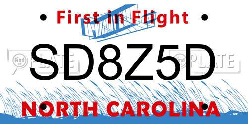 SD8Z5D North Carolina License Plate