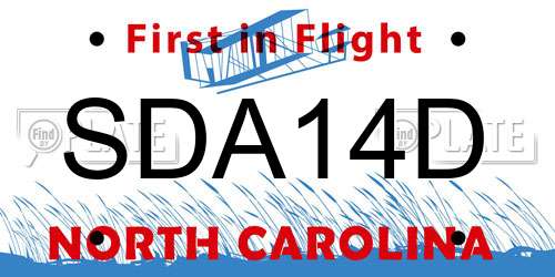 SDA14D North Carolina License Plate