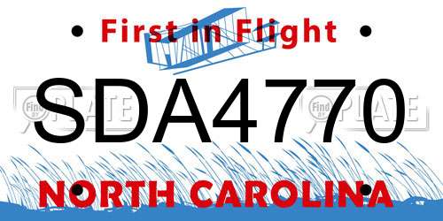 SDA4770 North Carolina License Plate