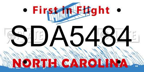SDA5484 North Carolina License Plate