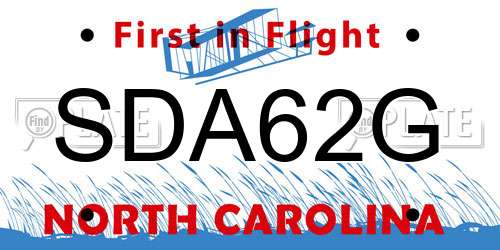 SDA62G North Carolina License Plate