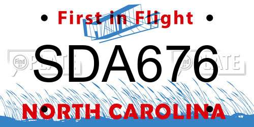 SDA676 North Carolina License Plate