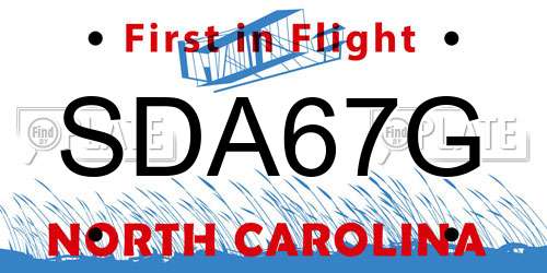 SDA67G North Carolina License Plate
