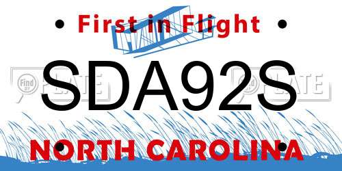 SDA92S North Carolina License Plate