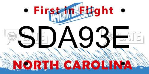 SDA93E North Carolina License Plate