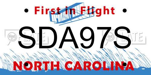 SDA97S North Carolina License Plate