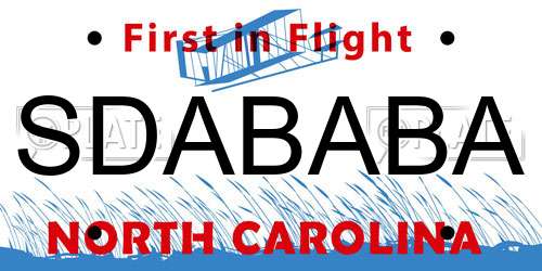 SDABABA North Carolina License Plate