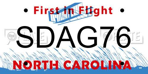 SDAG76 North Carolina License Plate