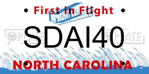 SDAI40 North Carolina License Plate