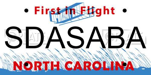 SDASABA North Carolina License Plate