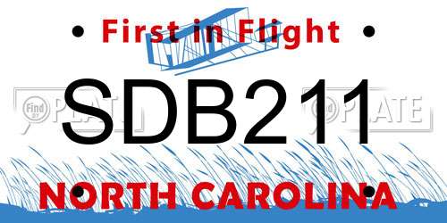 SDB211 North Carolina License Plate