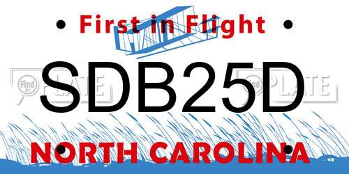 SDB25D North Carolina License Plate
