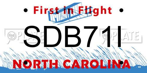 SDB71I North Carolina License Plate