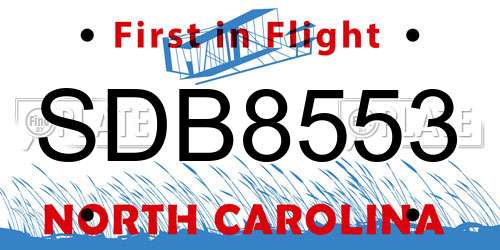 SDB8553 North Carolina License Plate