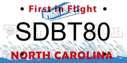 SDBT80 North Carolina License Plate