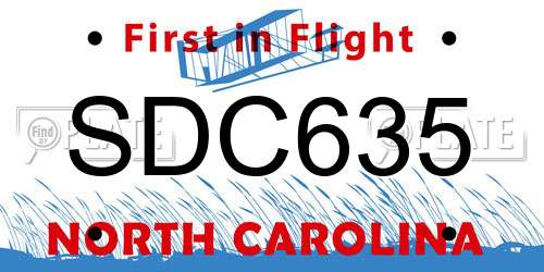 SDC635 North Carolina License Plate