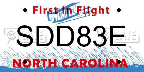 SDD83E North Carolina License Plate