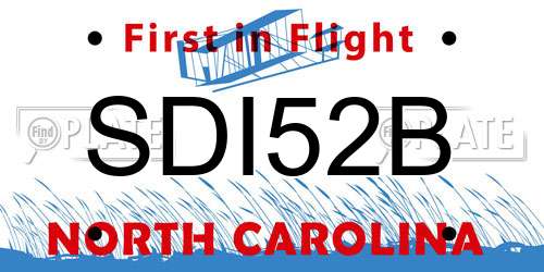 SDI52B North Carolina License Plate
