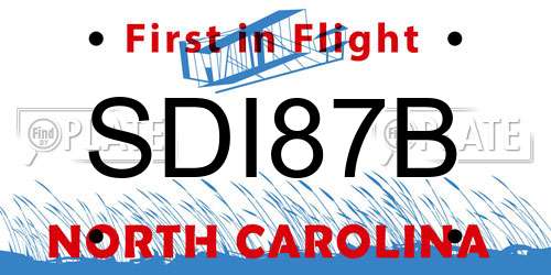 SDI87B North Carolina License Plate