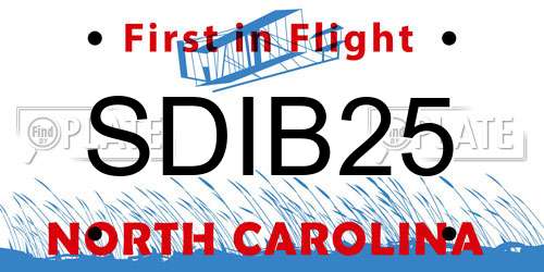 SDIB25 North Carolina License Plate