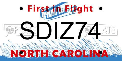 SDIZ74 North Carolina License Plate